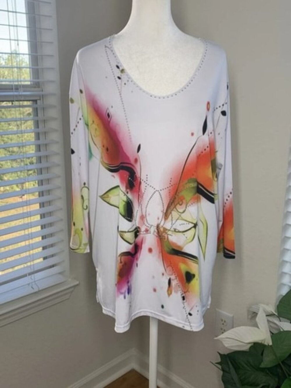 Valentina Butterfly Bling Blouse Womens Size 1X 1XL - Artistic Boho 1990’s Y2K